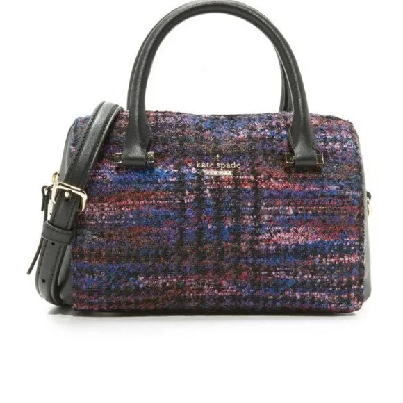 Kate Spade New York Purple Italian Autumn Tweed Emerson Place Lane Boston Bag - Picture 2 of 13